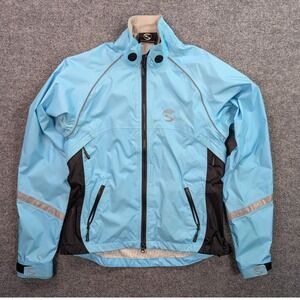 Showers Pass Elite Cycling Jacket Womens Small Blue Reflective Full Zip Biking